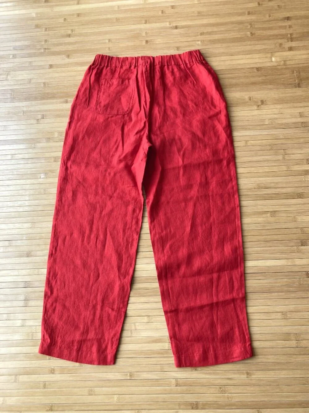 Quince 100% European Linen Ankle Pants Pull On Women Small S Chile Red NWT